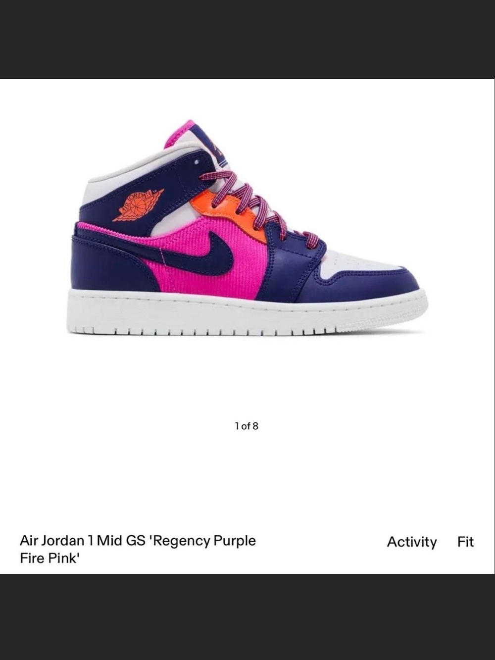Air Jordan 1 Mid-Top GS Sneakers "Regency Purple Fire Pink"